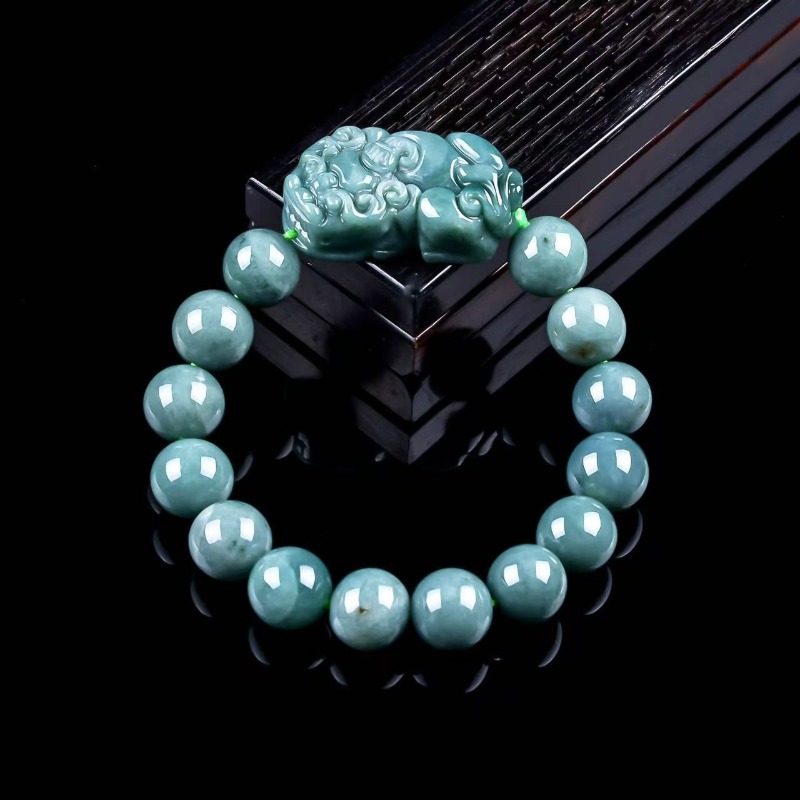 Charm Bracelet Beads - Naturalny prawdziwy szmaragdowy niebieski Pixiu, okrągła