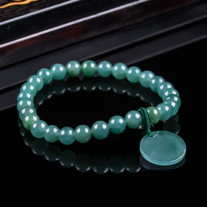Charm Bracelet Beads - Naturalny Jadeit Niebieski Wodny Bransoletka z