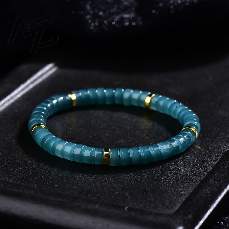 Charm Bracelet Beads - Naturalny Jadeit Niebieski Wodny Koraliki Abakusowe